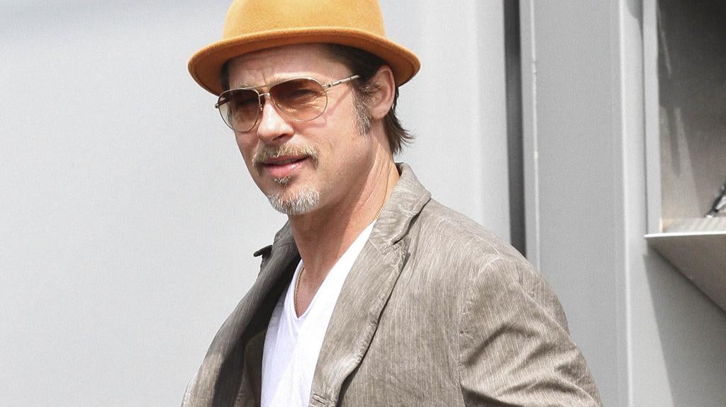 Brad Pitt Spotted in Prada Sunglasses on the Set of a Casino Commercial in NYC