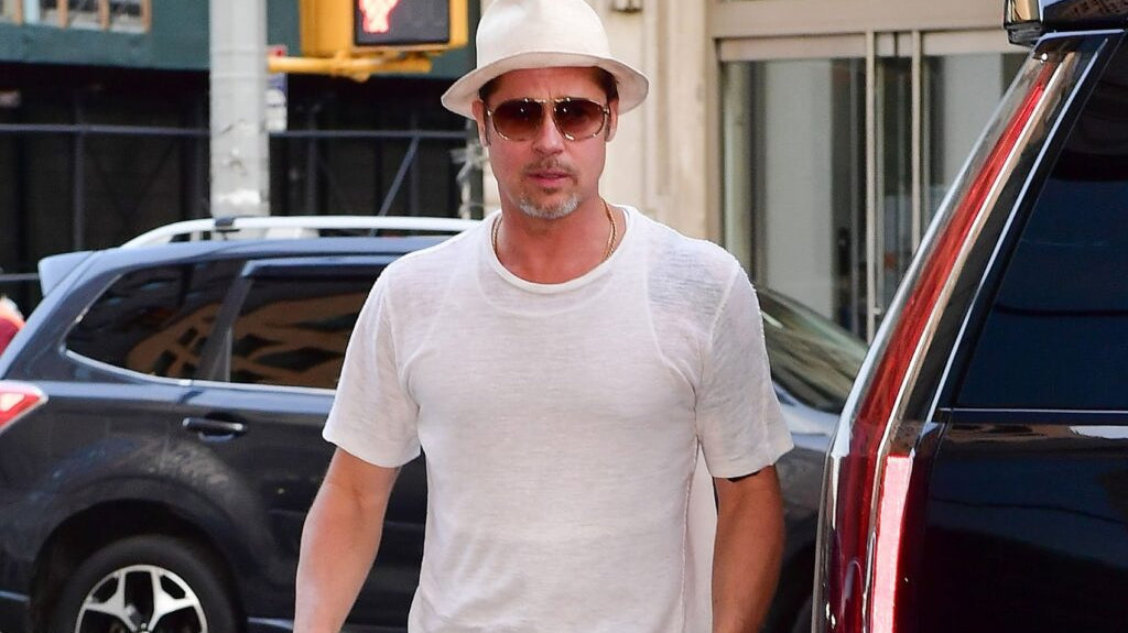Brad Pitt Rocks DUNHILL 6051 Titanium 80S Sunglasses at the Greenwich Hotel