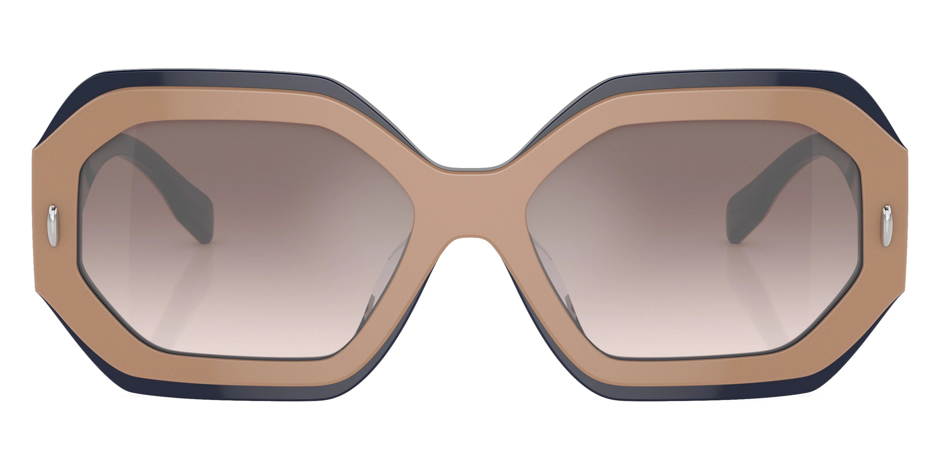 Tory Burch TY7192U 19396I 55 - Navy/Beige / Clear Gradient Gray Mirrored Silver