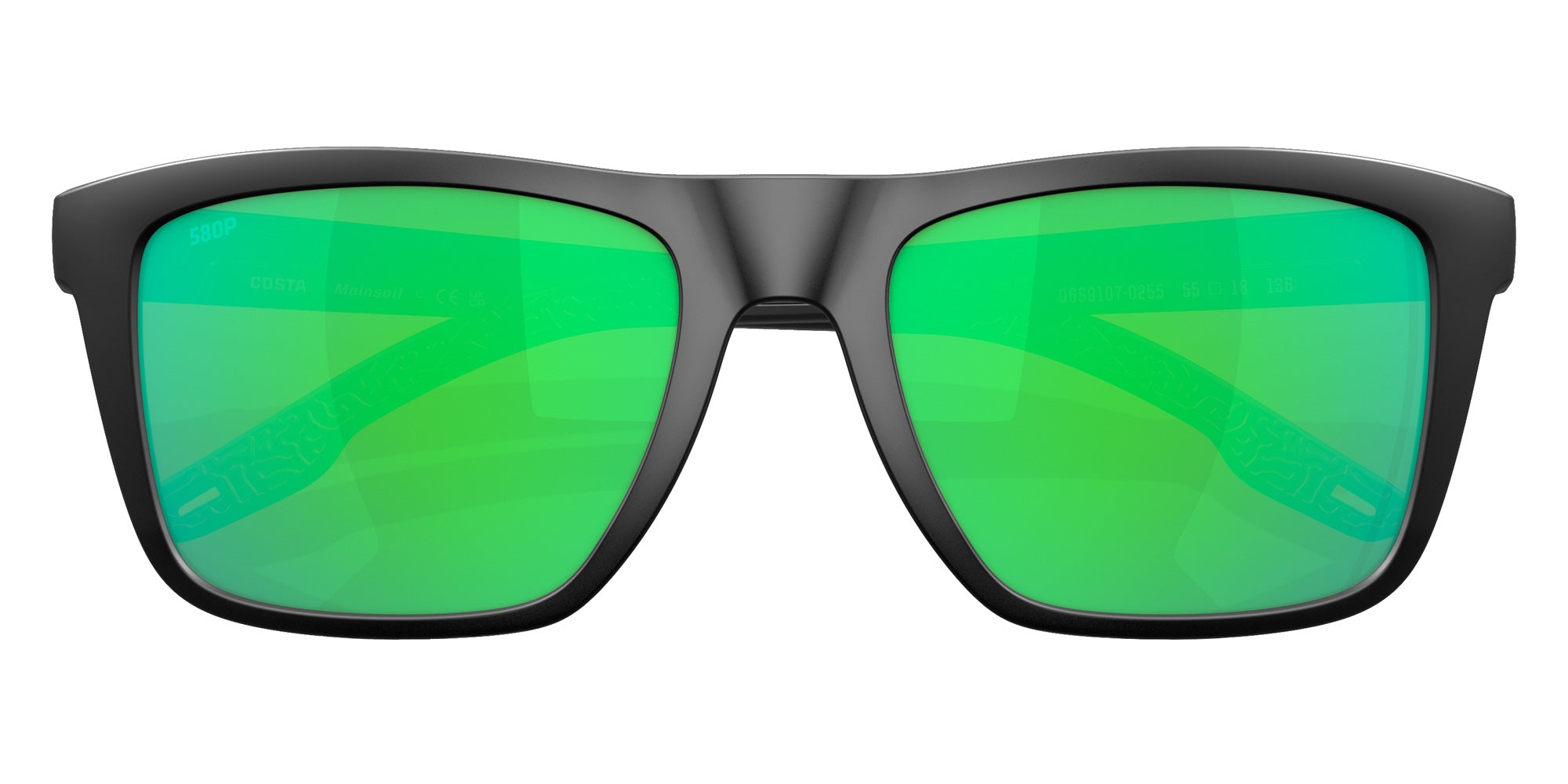 COSTA 6S9107 Mainsail 910702 55 - Matte Black / Green Mirrored Polarized #id:6s9107910702_s:100120