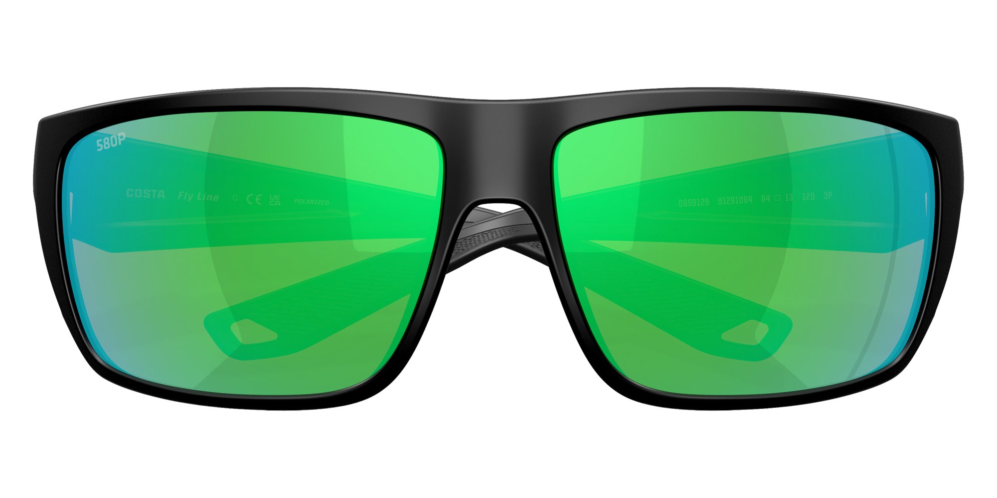 COSTA 6S9129 Fly Line 912910 64 - Matte Black / Green Mirrored Polarized #id:6s9129912910_s:106120