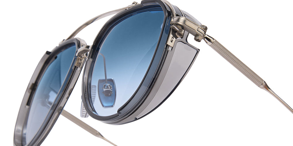 Akoni Echo 204D 59 - Brushed Silver with Black Enamel/Crystal Gray/Black / Dusty Blue Gradient #id:akoecho204d_s:100115