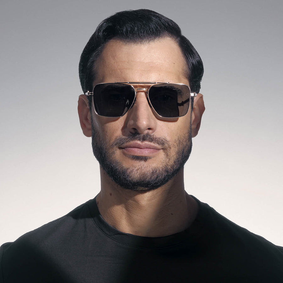 Akoni Eos 201A 57 - Brushed White Gold/Dark Tortoise / G-15 #id:akoeos201a_s:100115