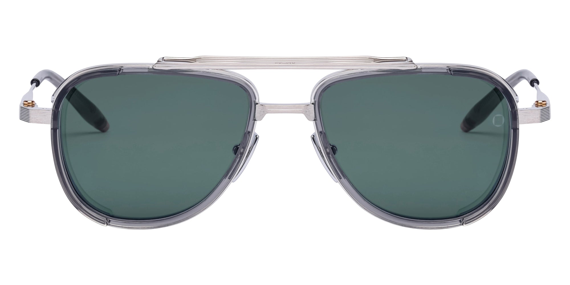 Akoni Spitzer 525B 54 - Brushed Shiny Palladium/Crystal Gray / Deep Emerald Green #id:akospitzer525b_s:100100