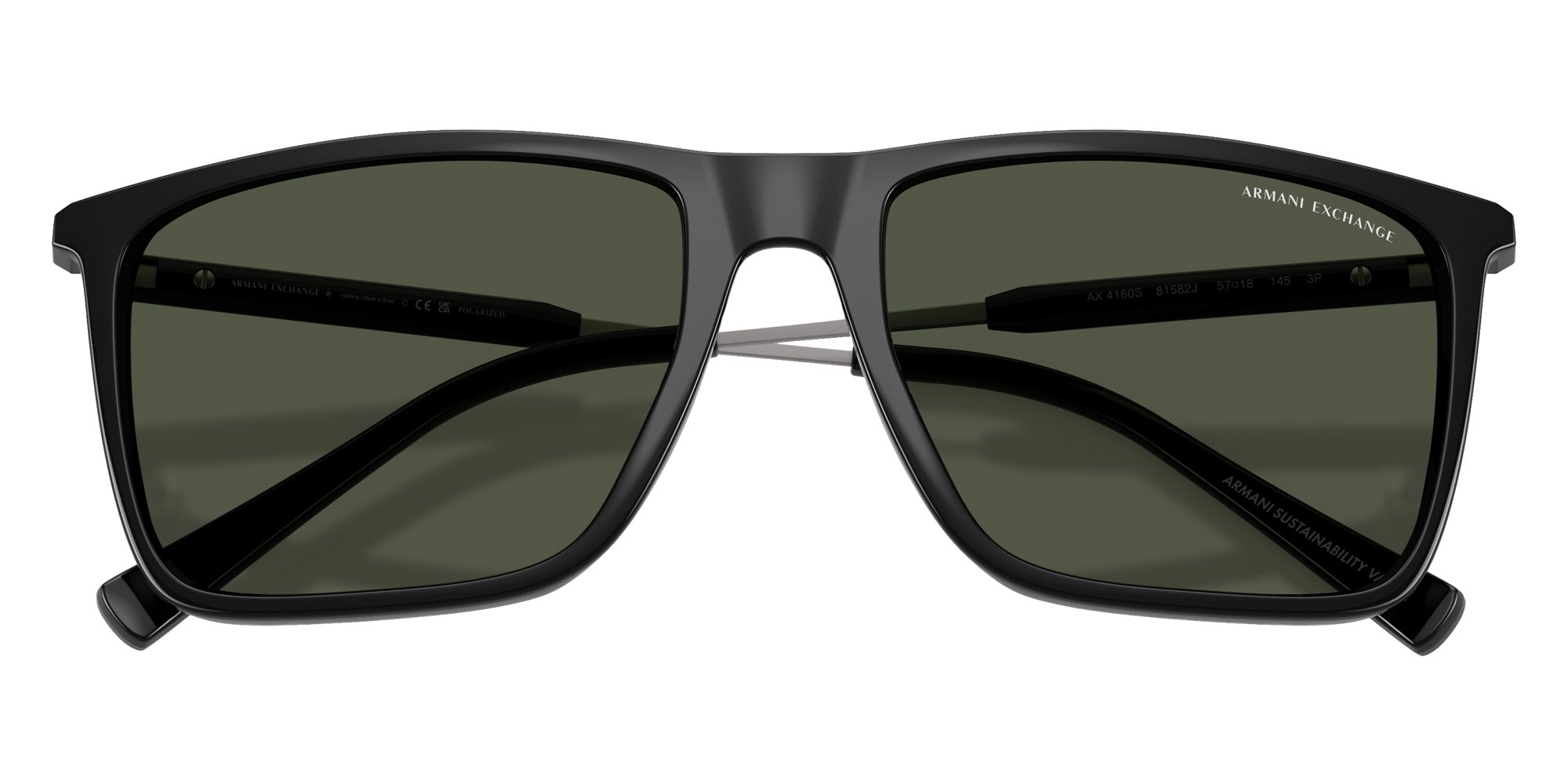 ARMANI EXCHANGE AX4160S 81582J 57 - Shiny Black / Dark Green Polarized #id:ax4160s81582j_s:102120