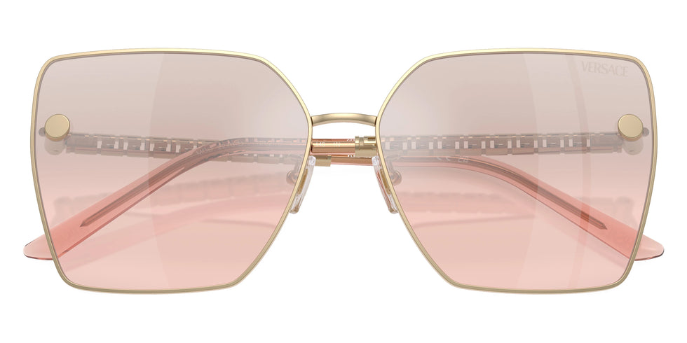VERSACE VE2270D 12527E 63 - Pale Gold / Light Pink Mirrored Gradient Silver