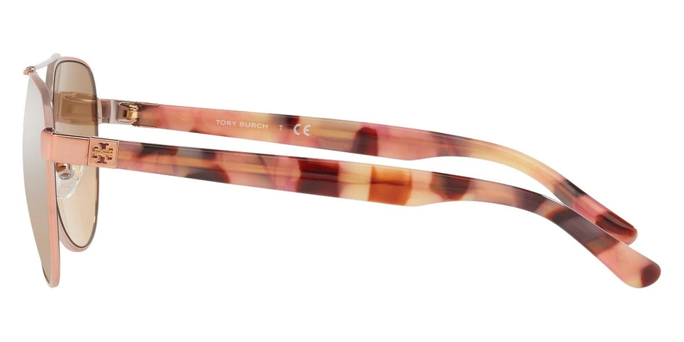 Tory Burch TY6070 32738Z 57 - Shiny Rose Gold Metal / Light Brown Gradient Mirrored
