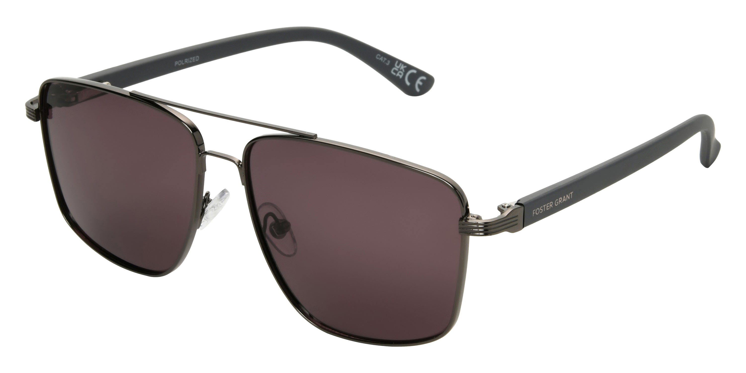Foster Grant Polarized Aviator Sunglasses 585 - Gunmetal / Smoke Polarized
