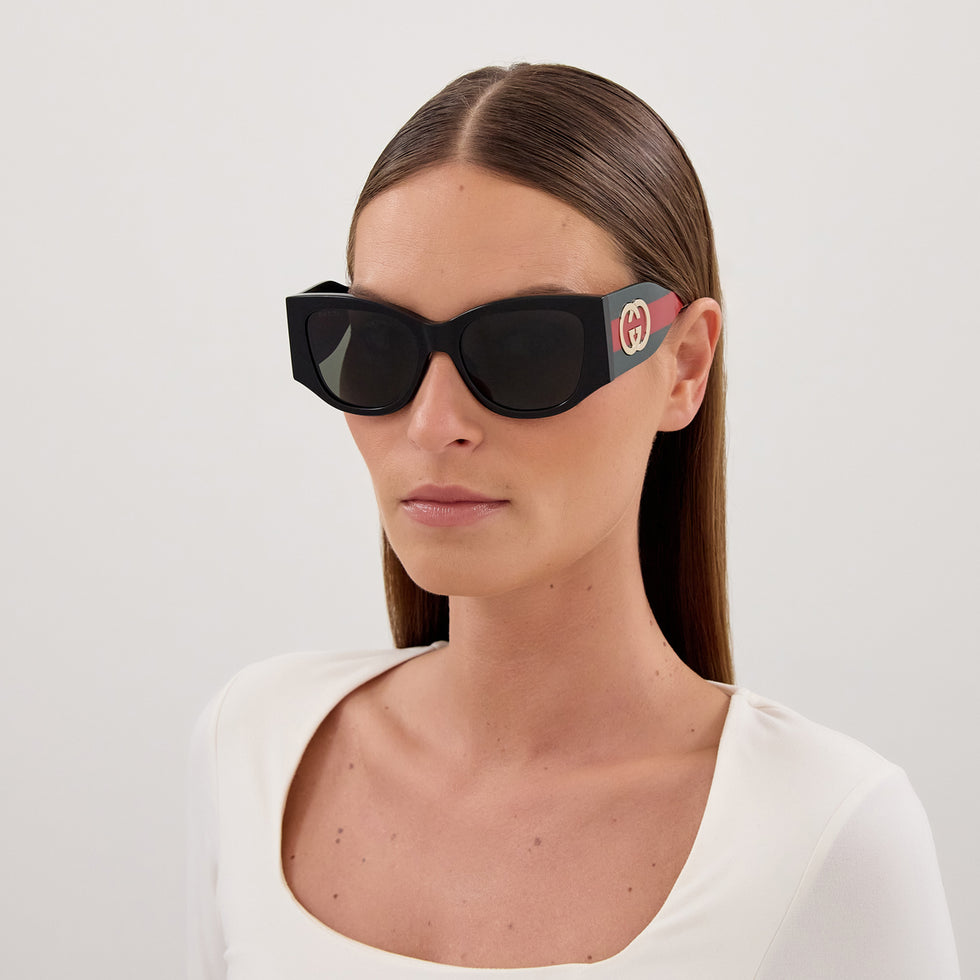 Gucci GG2115S 001 55 - Black/Green / Gray #id:gg2115s001_s:100115