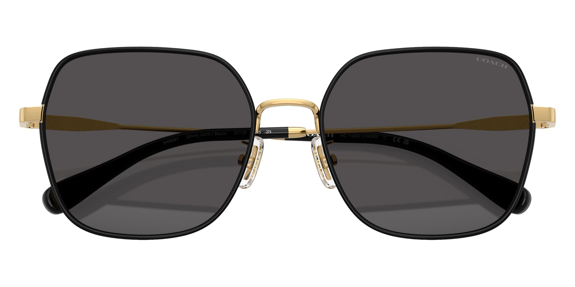 Coach HC7180D CAE93 946687 57 - Shiny Gold/Black / Gray Solid #id:hc7180d946687_s:102120