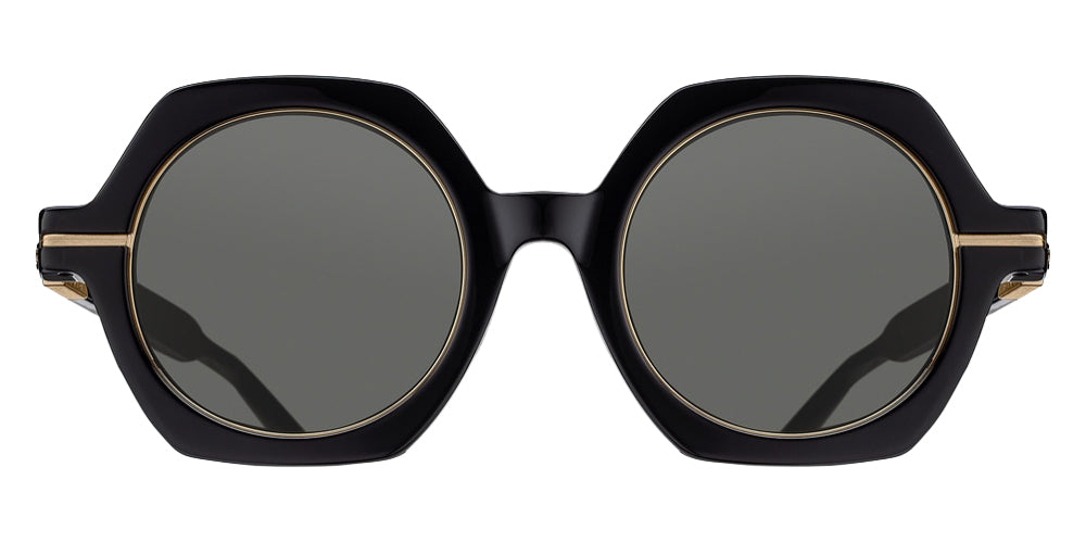 Matsuda M2072 48 - Black/Brushed Gold / Gray Solid #id:m2072blackbrushedgoldgreysolidsunglass_s:100100