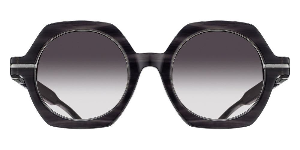 Matsuda M2072 48 - Black Stripe/Brushed Silver / Gray Gradient #id:m2072blackstripebrushedsilvergreygradientsunglass_s:102100