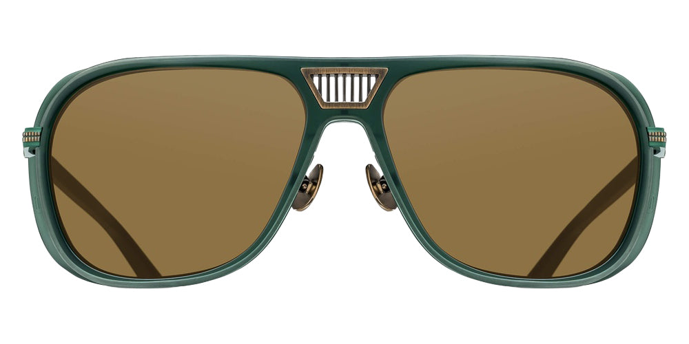 Matsuda M3023-V2 55 - Antique Gold/Matte Bottle Green / Brown #id:m3023v2antiquegoldmattebottlegreenbrownsunglass_s:100100