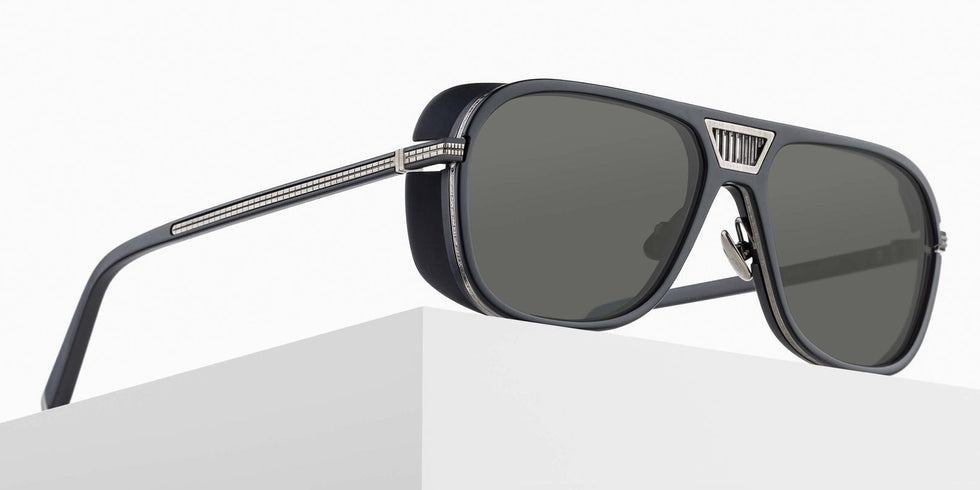 Matsuda M3023-V2 58 - Antique Silver/Matte Black / Gray #id:m3023v2antiquesilvermatteblackgreysunglass_s:102105