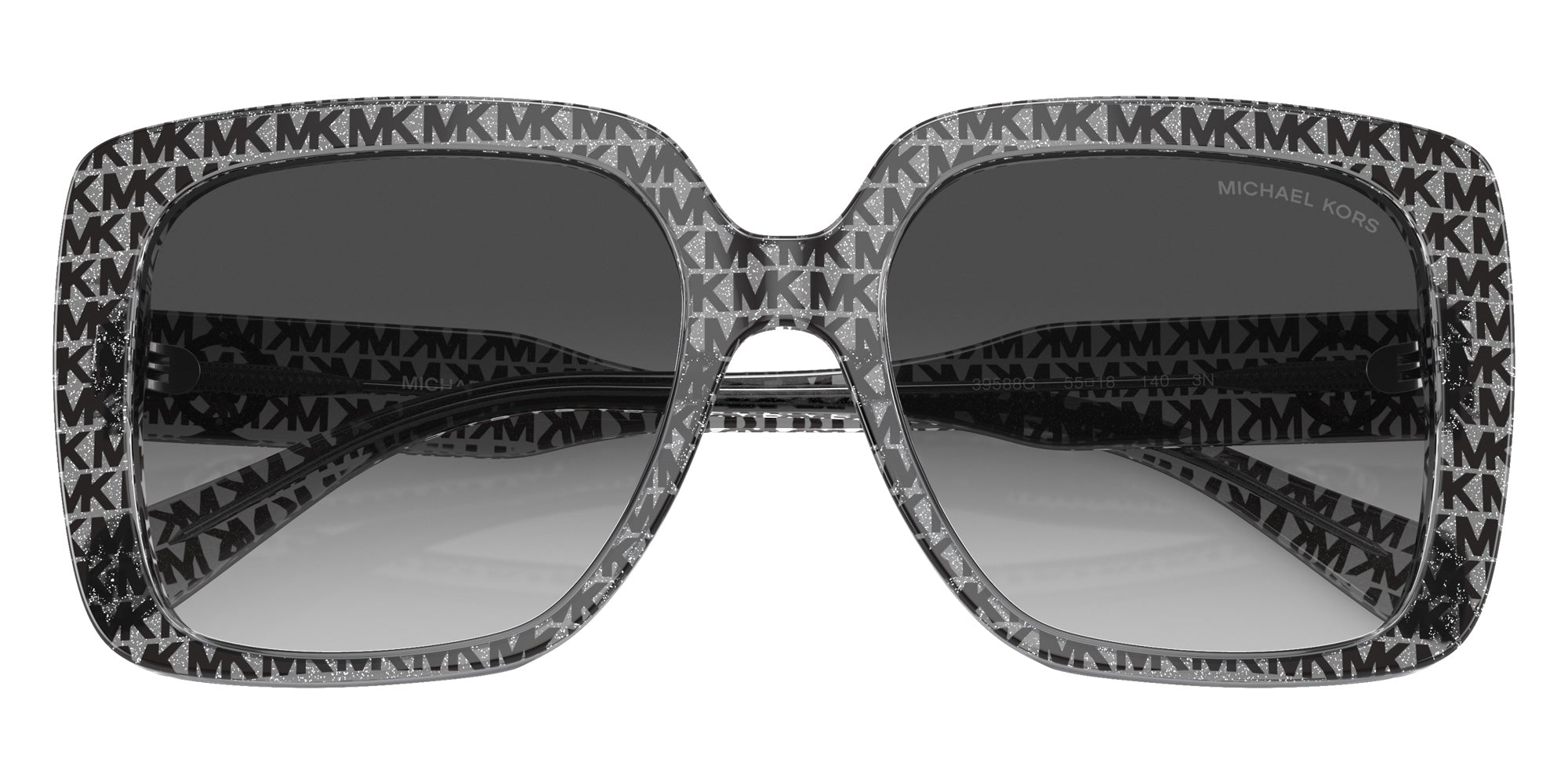 MICHAEL KORS MK2183U Mallorca 39588G 55 - Black MK Logo Glitter / Dark Gray Gradient #id:mk2183u39588g_s:100120