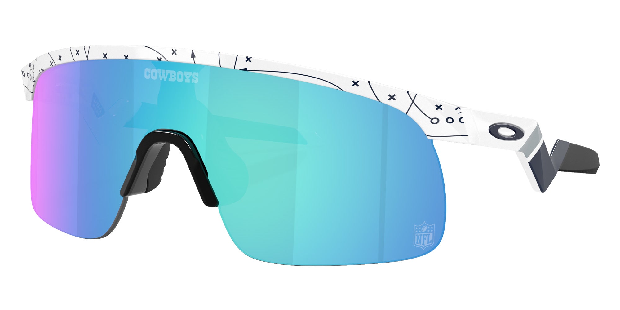 OAKLEY OJ9010 Dallas Cowboys Resistor (Youth Fit) 901036 123 - White / Prizm Sapphire Mirrored #id:oj9010901036_s:100105
