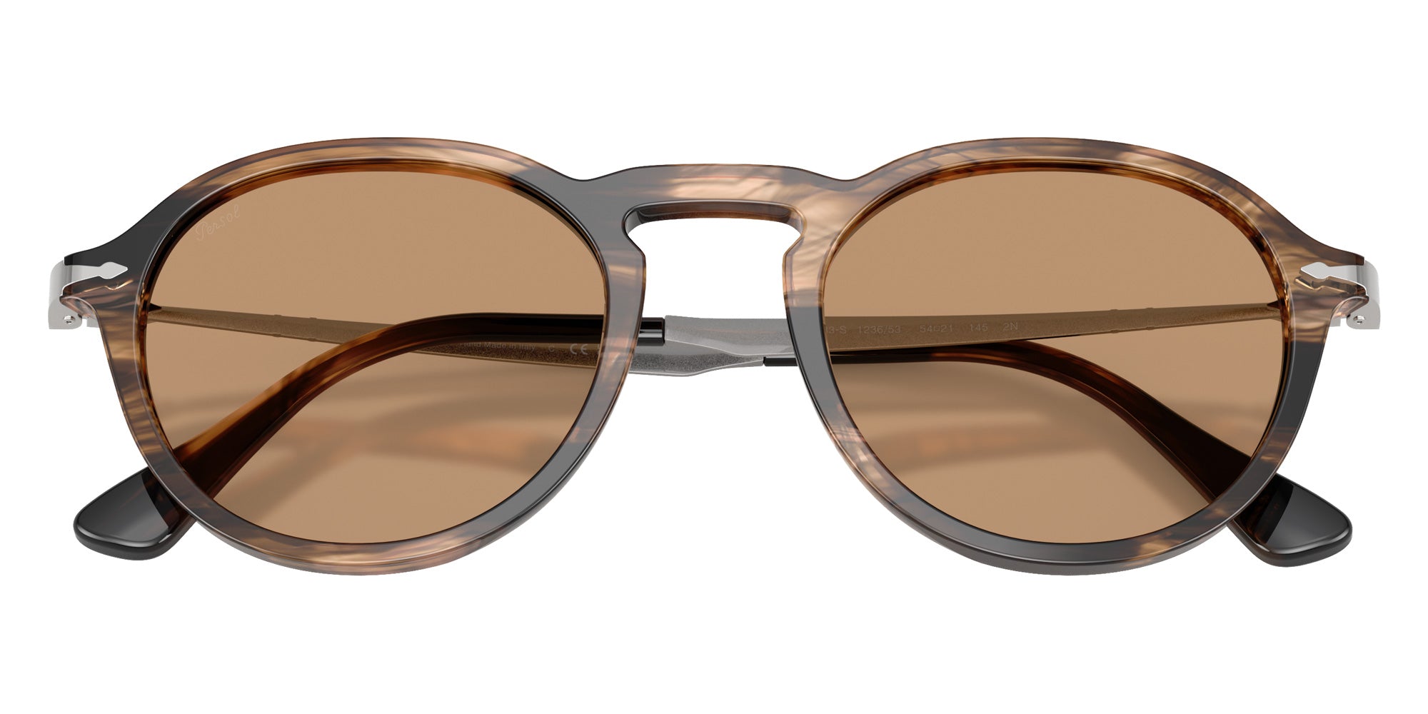 Persol PO3383S 123653 54 - Striped Black & Greish Brown / Brown #id:po3383s123653_s:102125