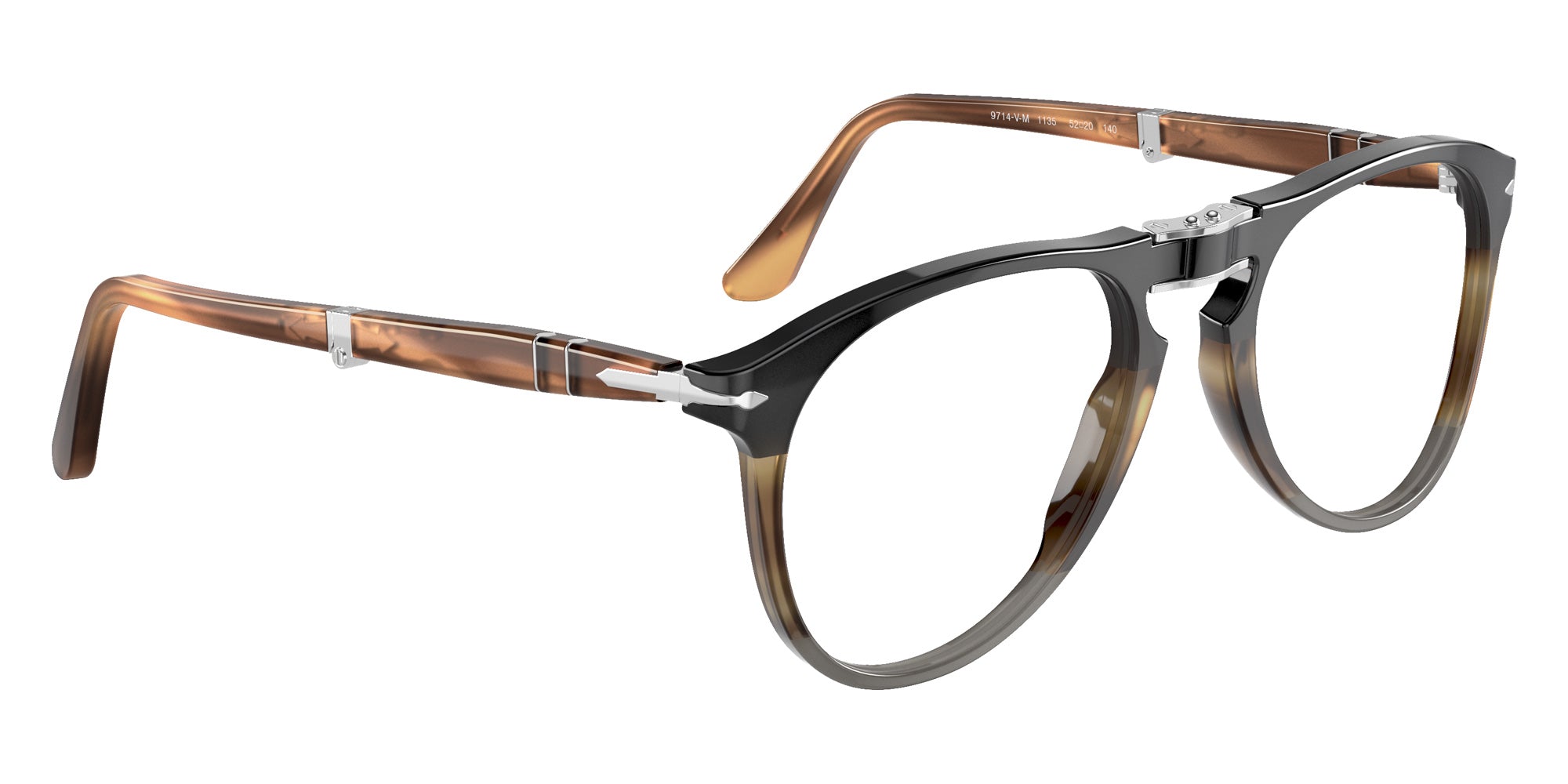 Persol PO9714VM 1135 52 - Black Striped Brown Gray #id:po9714vm1135_s:100120