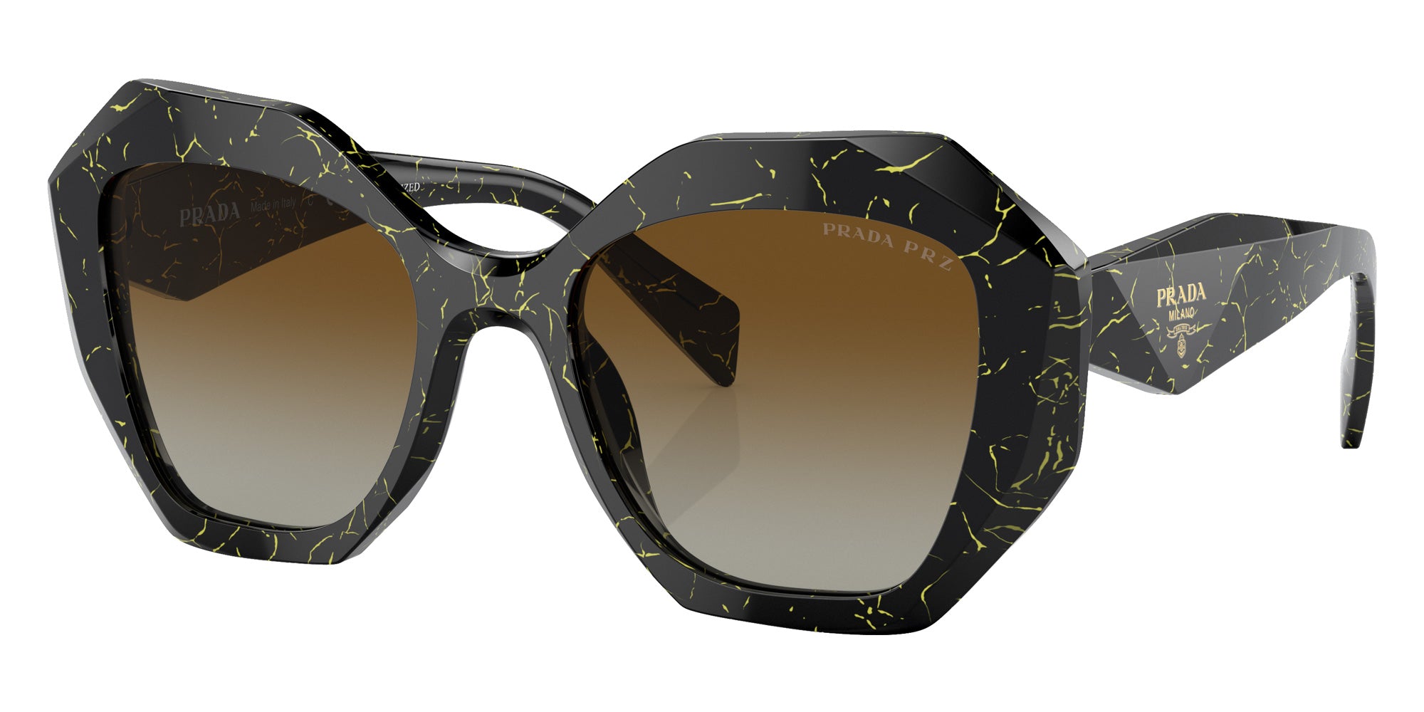 Prada PR 16WS 19D6E1 53 - Black/Yellow Marble / Polarized Brown Gradient #id:pr16ws19d6e1_s:102105
