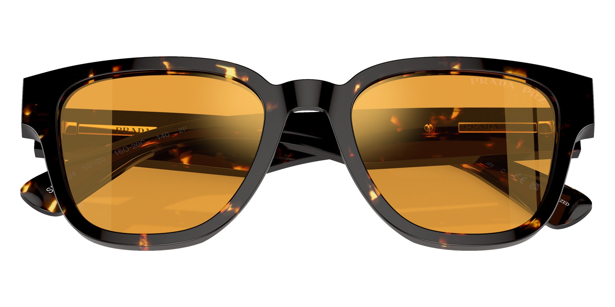 Prada PR A04S 16O20C 52 - Havana Black/Yellow / Yellow Polarized Mirrored #id:pra04s16o20c_s:100120