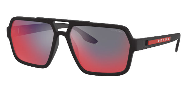 Prada Linea Rossa PS 01XS DG008F 59 - Black Rubber / Dark Gray Mirrored Blue/Red #id:ps01xsdg008f_s:102100