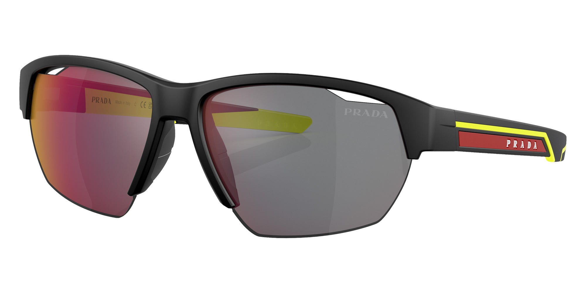 Prada Linea Rossa PS 03YS 17G08F 64 - Matte Black / Dark Gray Mirrored Blue/Red #id:ps03ys17g08f_s:100105