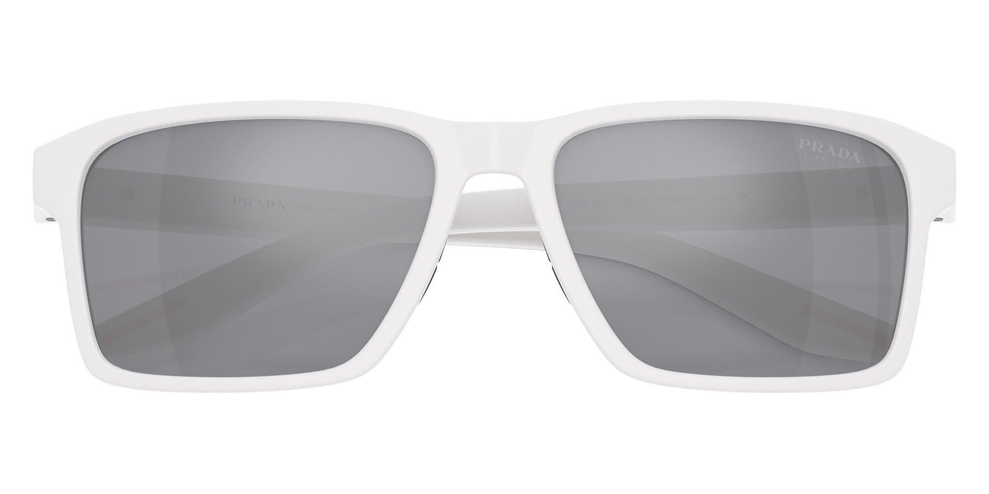 Prada Linea Rossa PS 05YSF TWK40A 58 - White Rubber / Light Blue Mirrored Silver #id:ps05ysftwk40a_s:106120