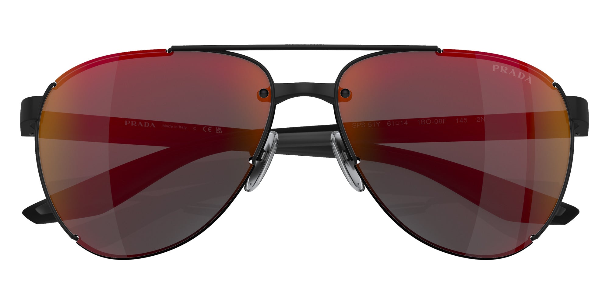 Prada Linea Rossa PS 51YS 1BO08F 61 - Matte Black / Dark Gray Mirrored Blue/Red #id:ps51ys1bo08f_s:100120