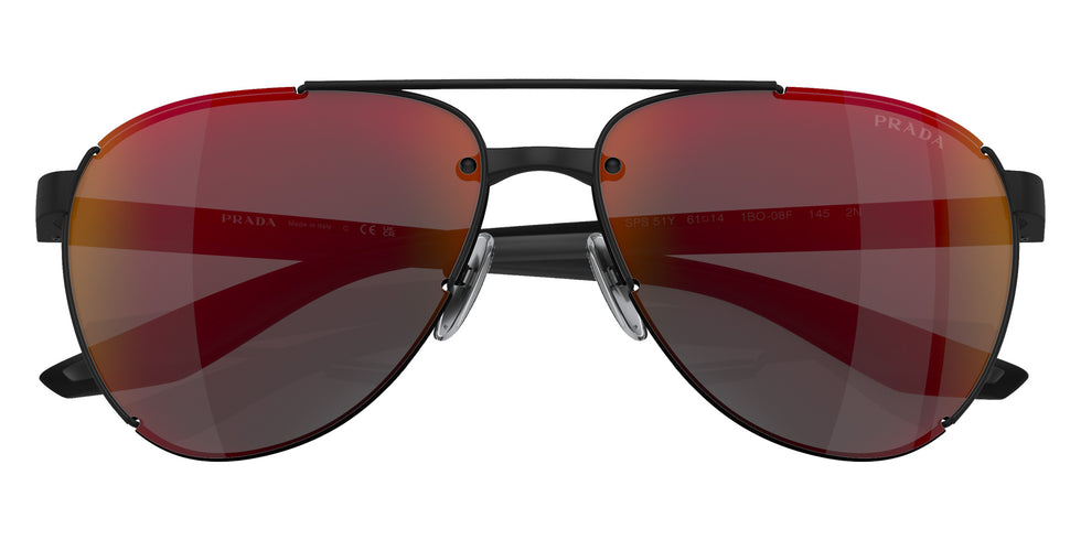 Prada Linea Rossa PS 51YS 1BO08F 61 - Matte Black / Dark Gray Mirrored Blue/Red #id:ps51ys1bo08f_s:100120