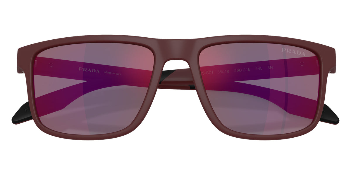 Prada Linea Rossa PS C01S 29U21E 55 - Matte Brown / Dark Gray Mirrored Red #id:psc01s29u21e_s:108120