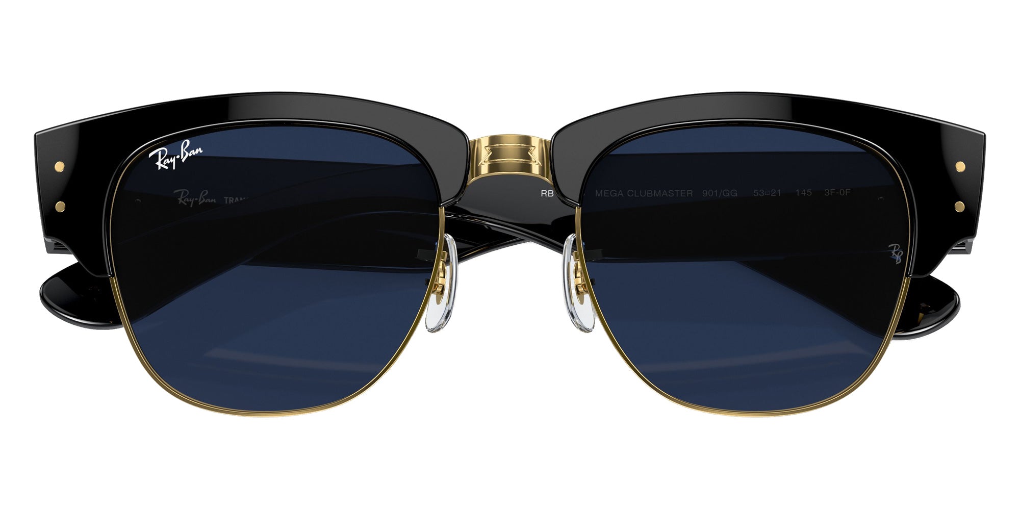 Ray-Ban RB0316S Mega Clubmaster 901/GG 50 - Black on Gold / Clear/Blue Photochromic #id:rb0316s901gg_s:100135