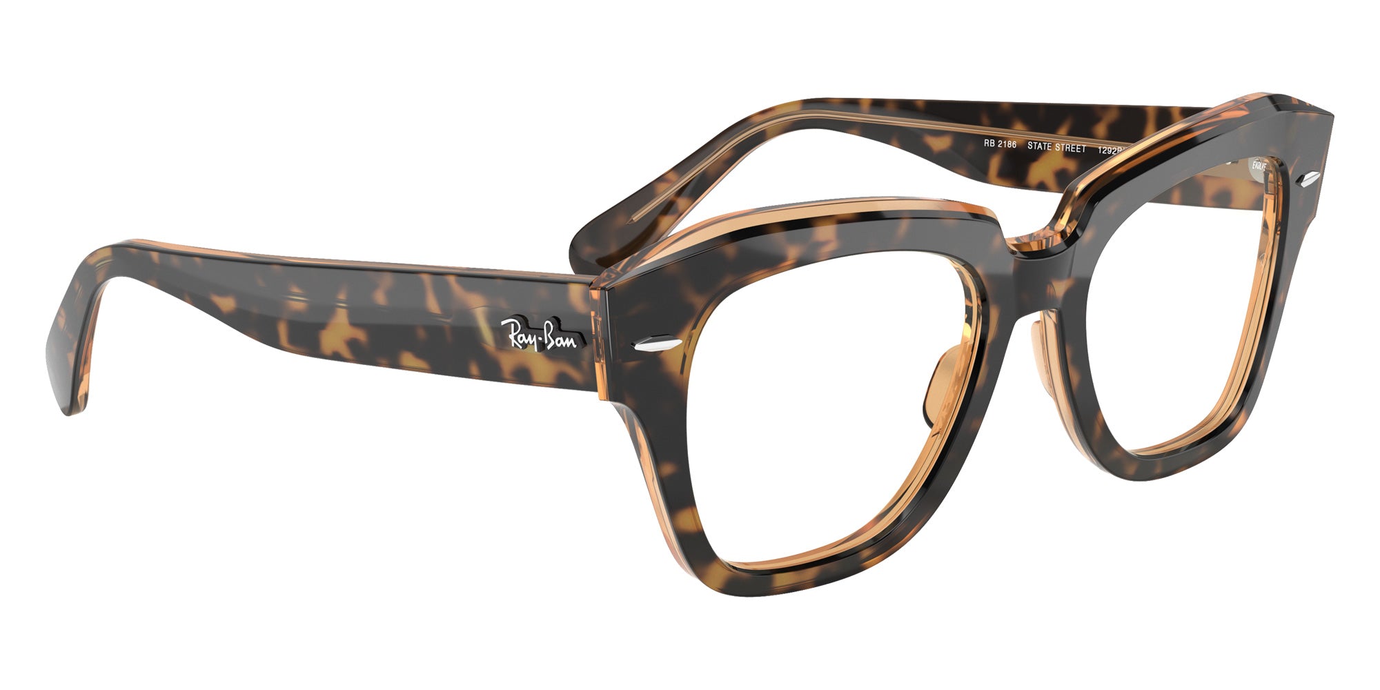 Ray-Ban RB2186 State Street Blue-Violet Light Clear Evolve 1292BL 49 - Havana on Transparent Brown #id:rb21861292bl_s:100120