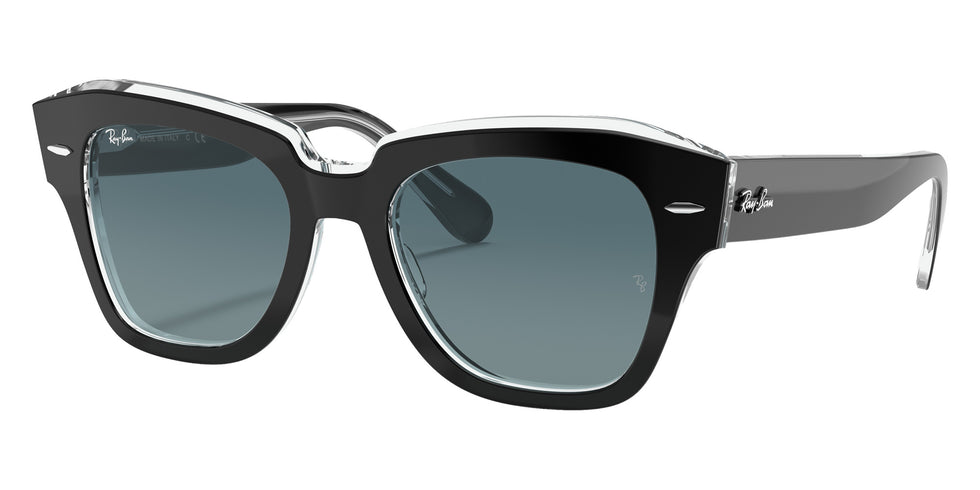 Ray-Ban RB2186 State Street 12943M 49 - Black on Transparent / Blue Gradient #id:rb218612943m_s:100105