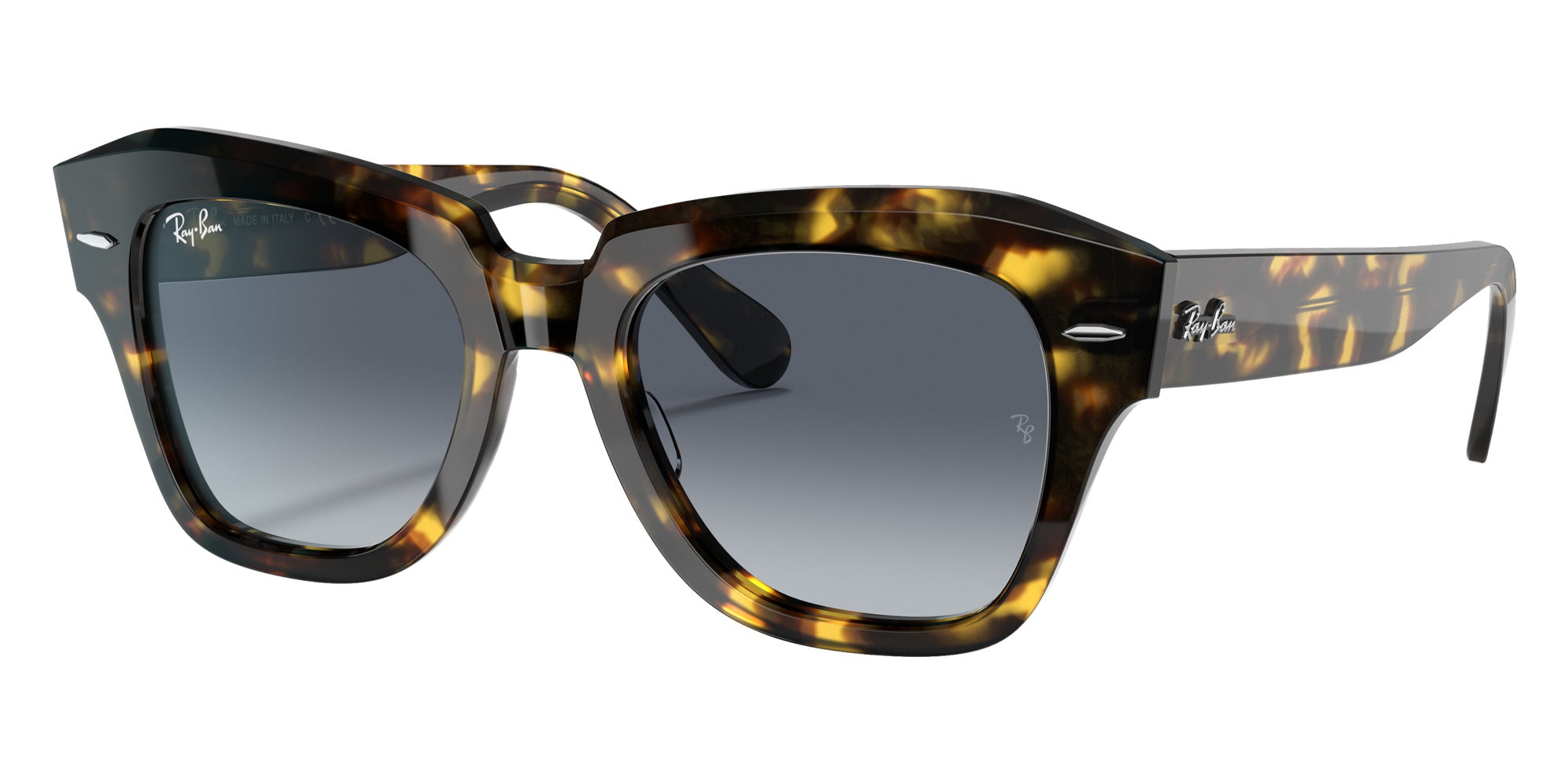 Ray-Ban RB2186 State Street Fleck 133286 49 - Yellow Havana / Blue Gradient Gray #id:rb2186133286_s:100105
