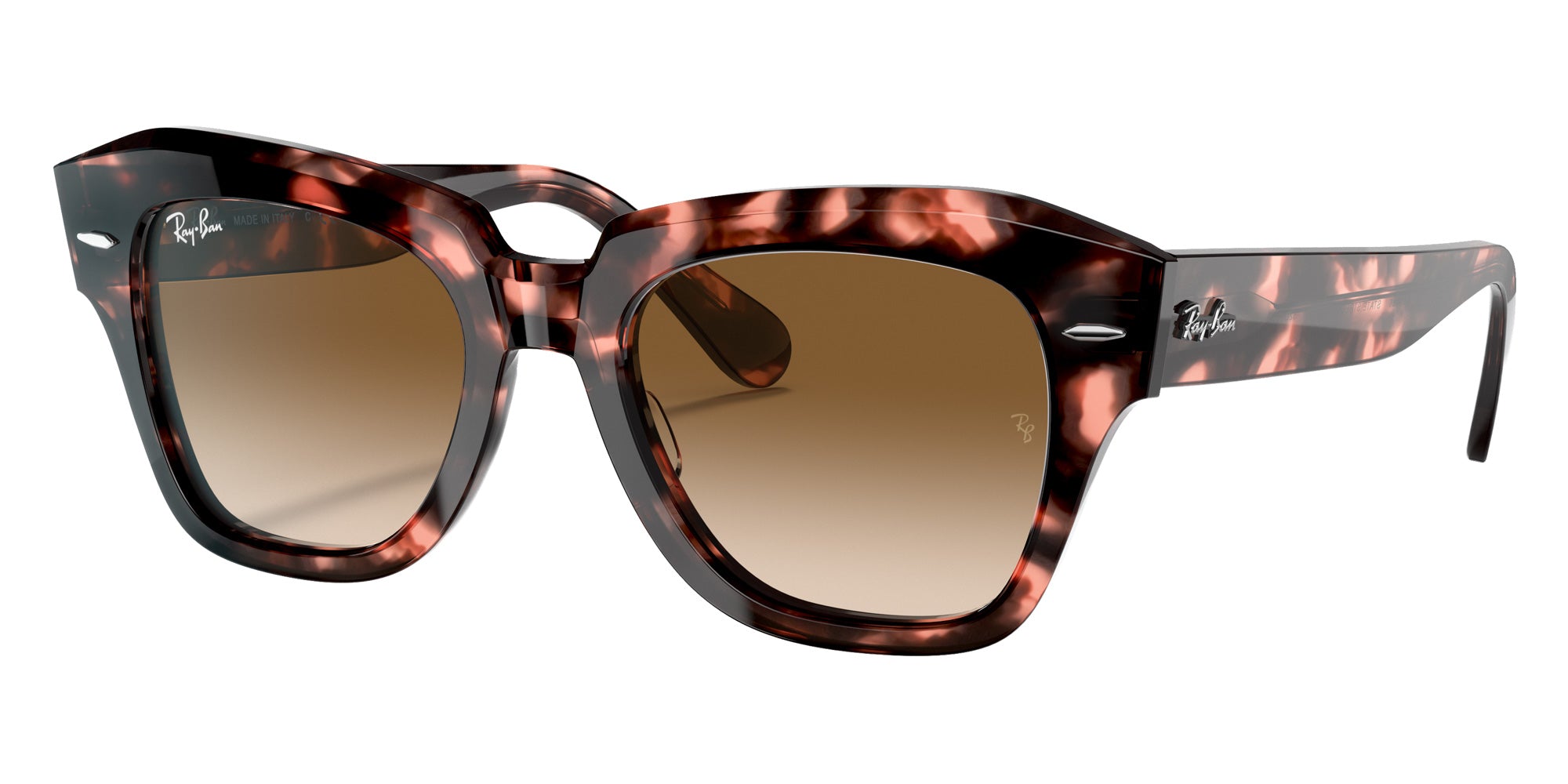 Ray-Ban RB2186 State Street Fleck 133451 49 - Pink Havana / Light Brown Gradient #id:rb2186133451_s:106105