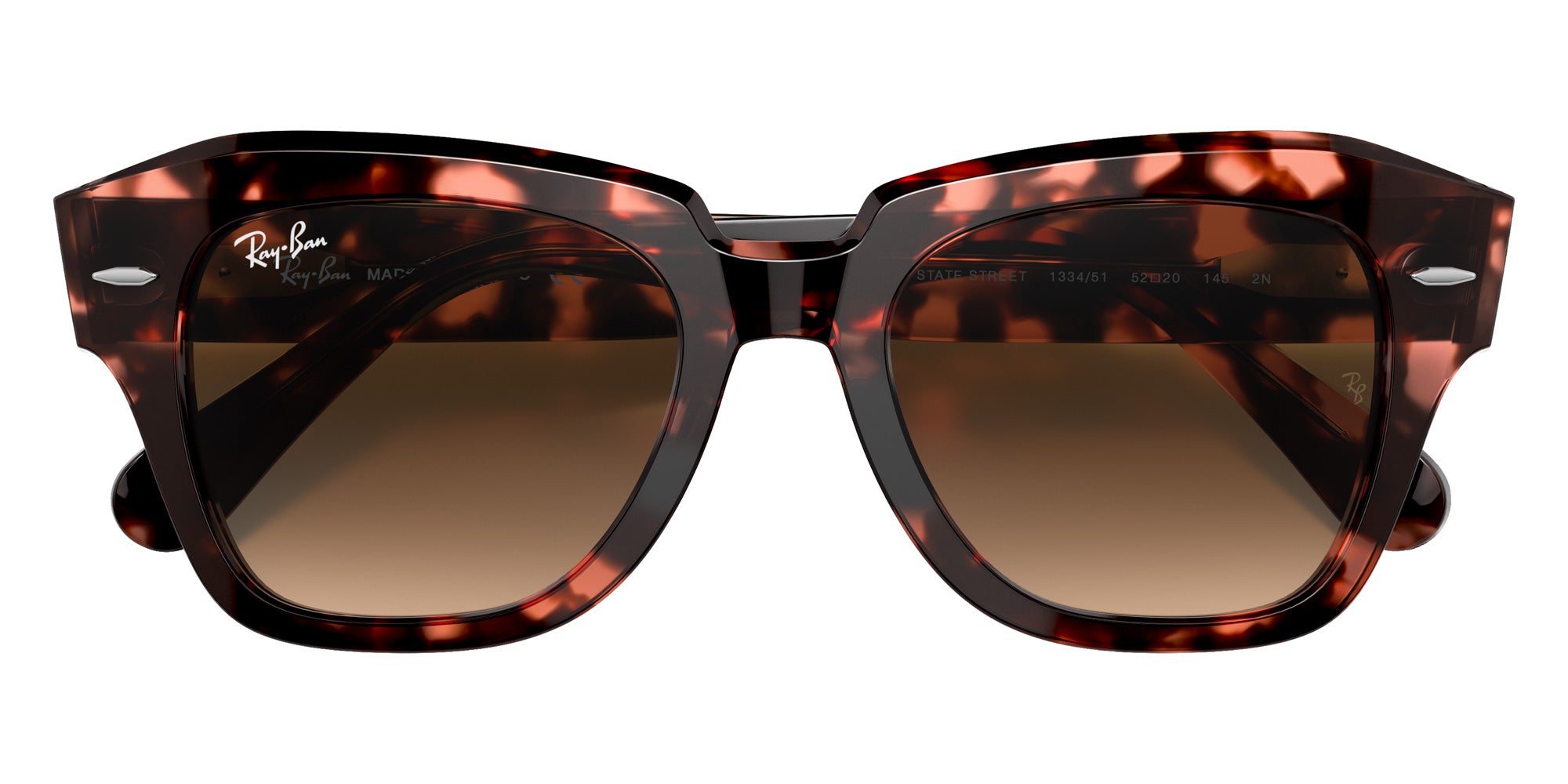 Ray-Ban RB2186 State Street Fleck 133451 49 - Pink Havana / Light Brown Gradient #id:rb2186133451_s:106125