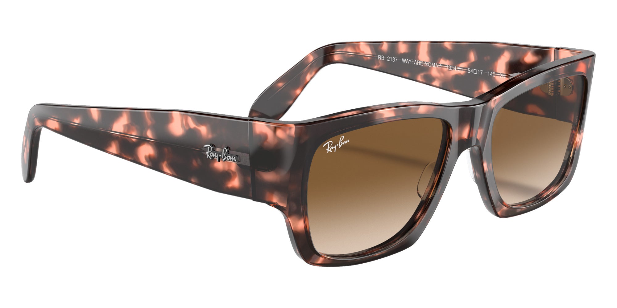 Ray-Ban RB2187 Nomad Fleck 133451 54 - Pink Havana / Light Brown Gradient #id:rb2187133451_s:100120
