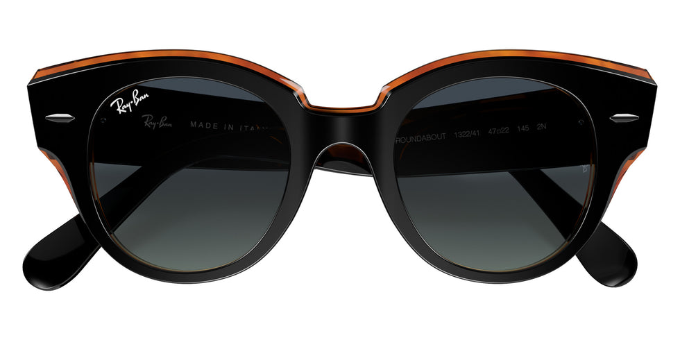 Ray-Ban RB2192 Roundabout 132241 47 - Black On Brown / Gray/Blue Gradient #id:rb2192132241_s:100125