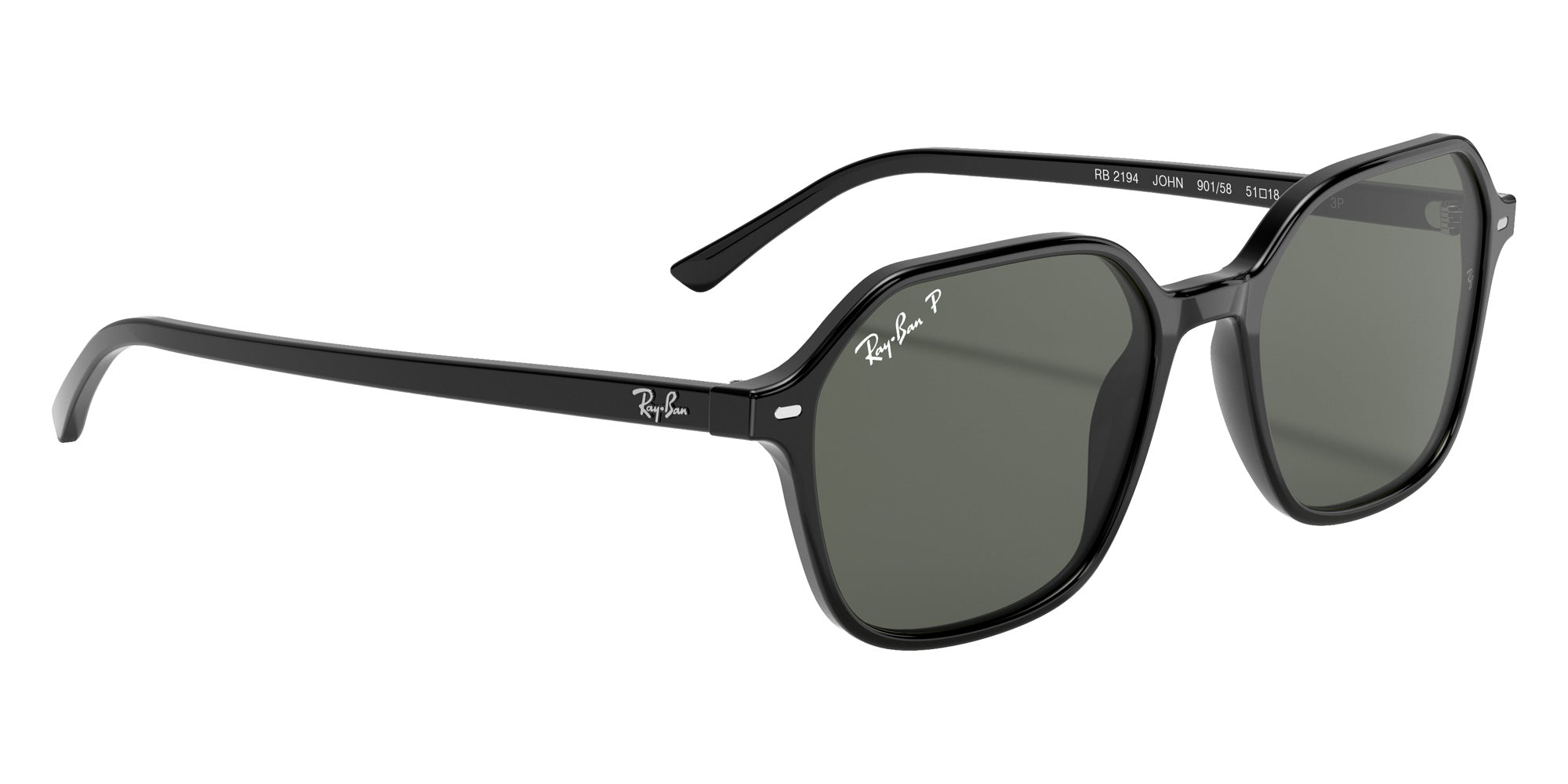 Ray-Ban RB2194 John 901/58 53 - Black / G-15 Green Polarized #id:rb219490158_s:102120