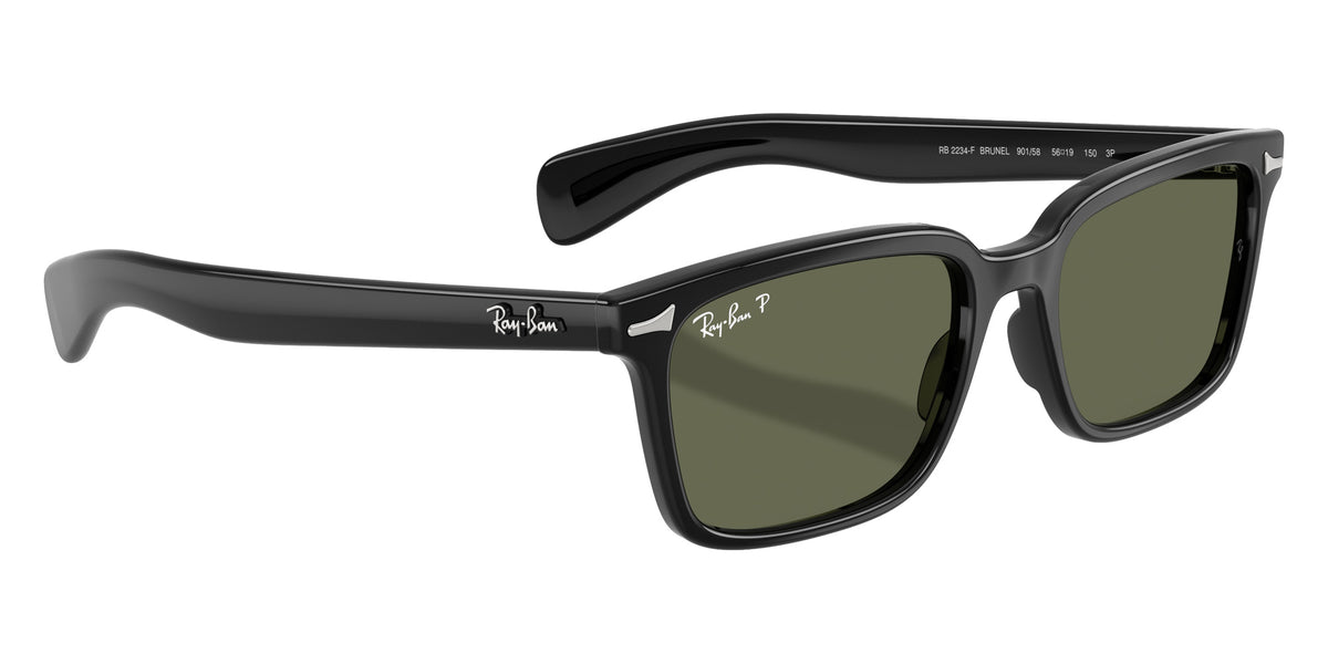 Ray-Ban RB2234F Brunel 901/58 53 - Black / Green Polarized #id:rb2234f90158_s:104120