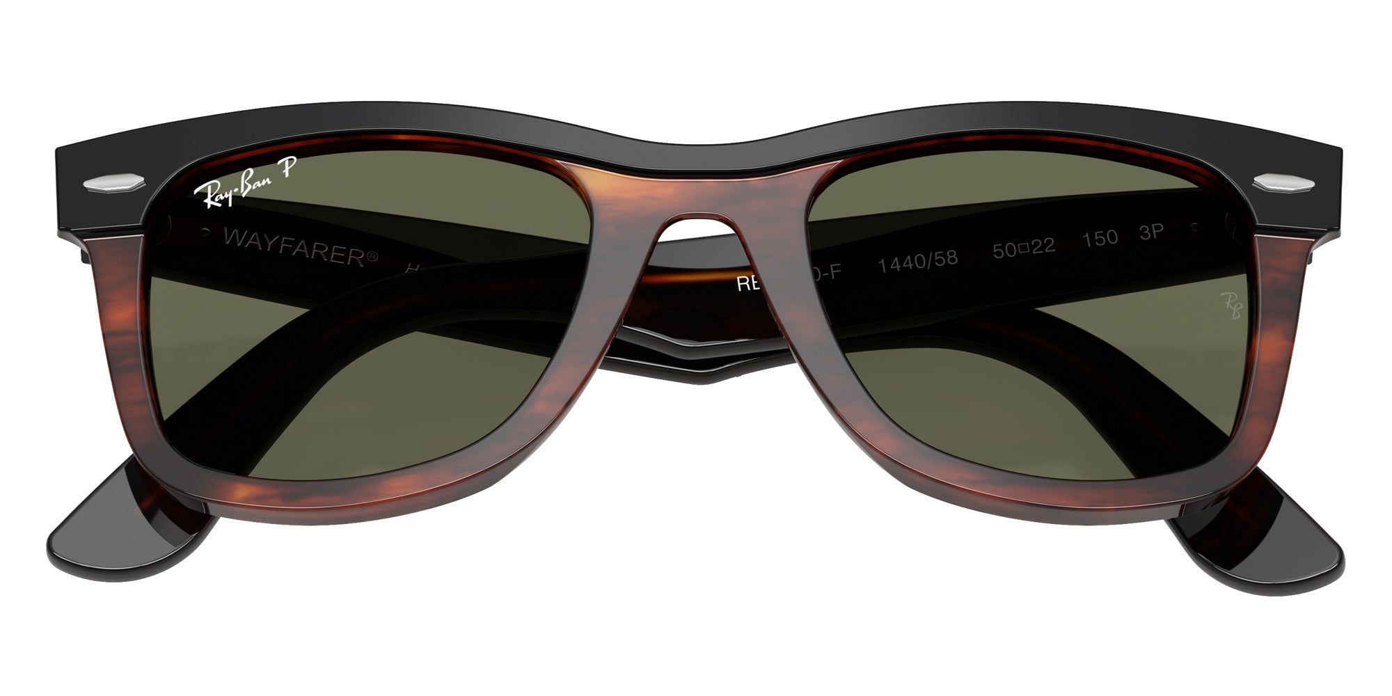 Ray-Ban RB2240F Wayfarer Street Neat 144058 52 - Black on Havana / Polarized Green #id:rb2240f144058_s:100125
