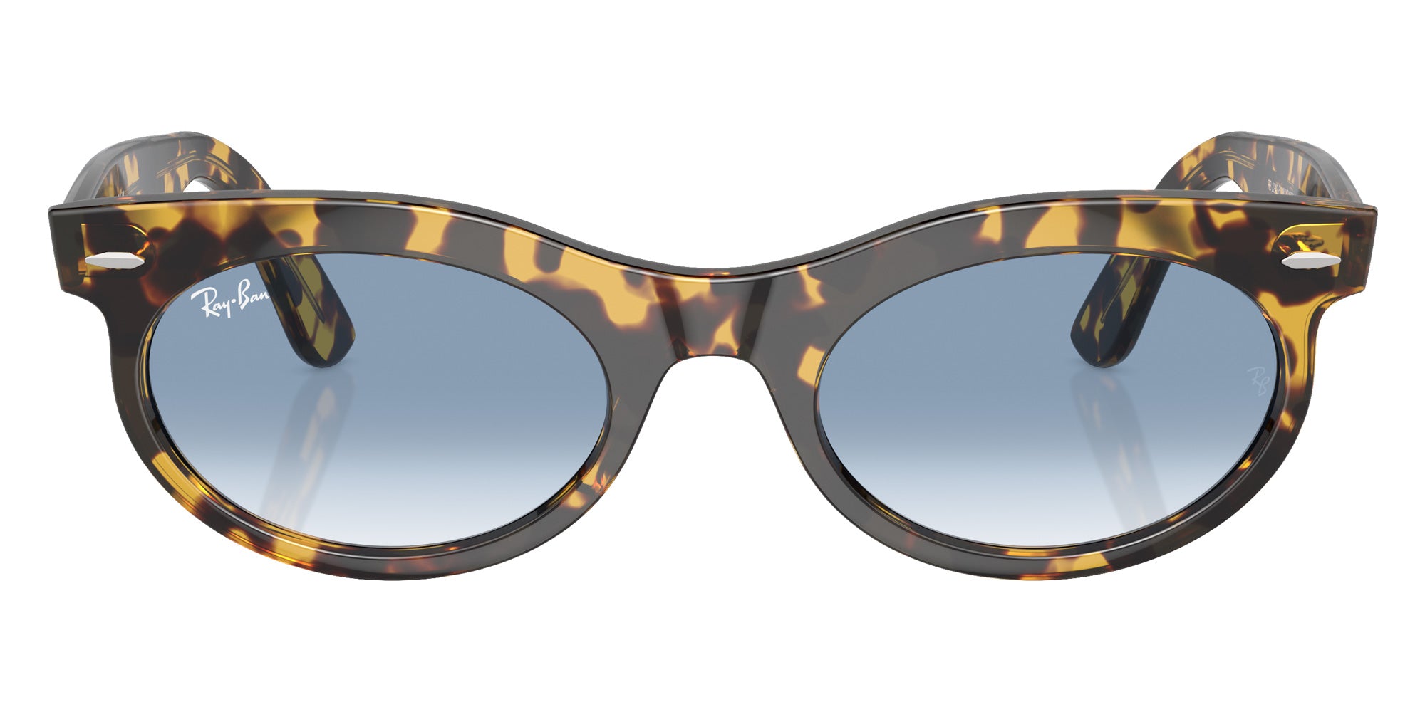 Ray-Ban RB2242F Wayfarer Oval 13323F 53 - Yellow Havana / Clear and Blue #id:rb2242f13323f_s:100100