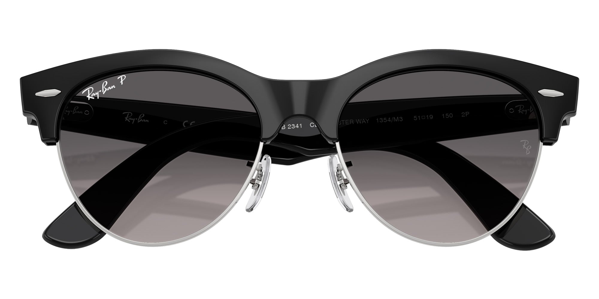 Ray-Ban RB2341 Clubmaster Way 1354M3 54 - Black on Silver / Gray Gradient Polarized #id:rb23411354m3_s:100125