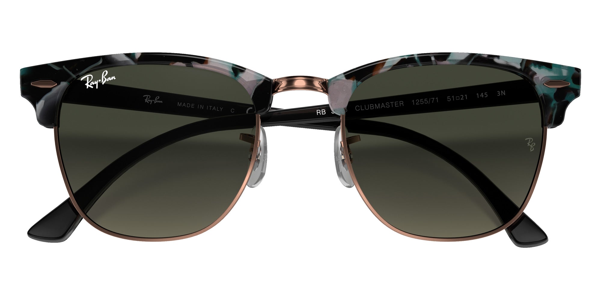 Ray-Ban RB3016 Clubmaster Fleck 125571 49 - Gray Green / Gray Gradient #id:rb3016125571_s:100125