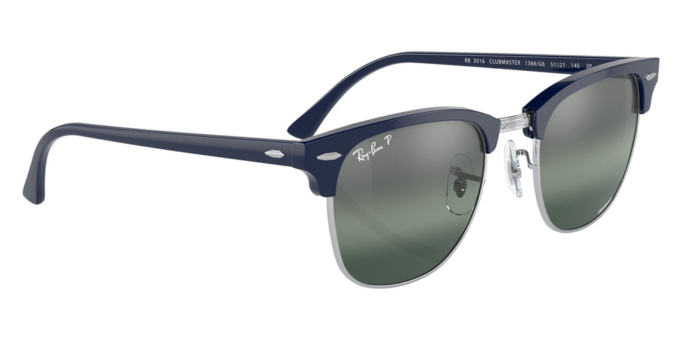 Ray-Ban RB3016 Clubmaster 1366G6 51 - Blue on Silver / Silver/Blue Polarized+ Mirrored #id:rb30161366g6_s:102120
