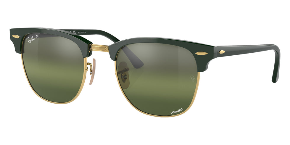 Ray-Ban RB3016 Clubmaster Chromance 1368G4 49 - Green on Gold / Silver/Green Mirrored Polarized #id:rb30161368g4_s:100105