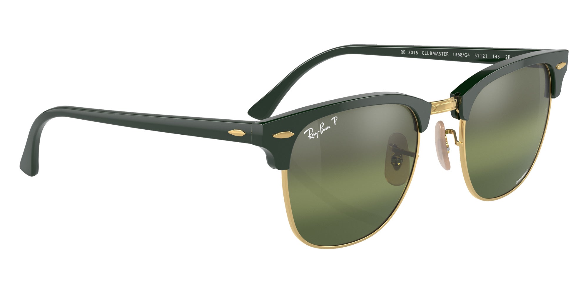 Ray-Ban RB3016 Clubmaster Chromance 1368G4 49 - Green on Gold / Silver/Green Mirrored Polarized #id:rb30161368g4_s:100125