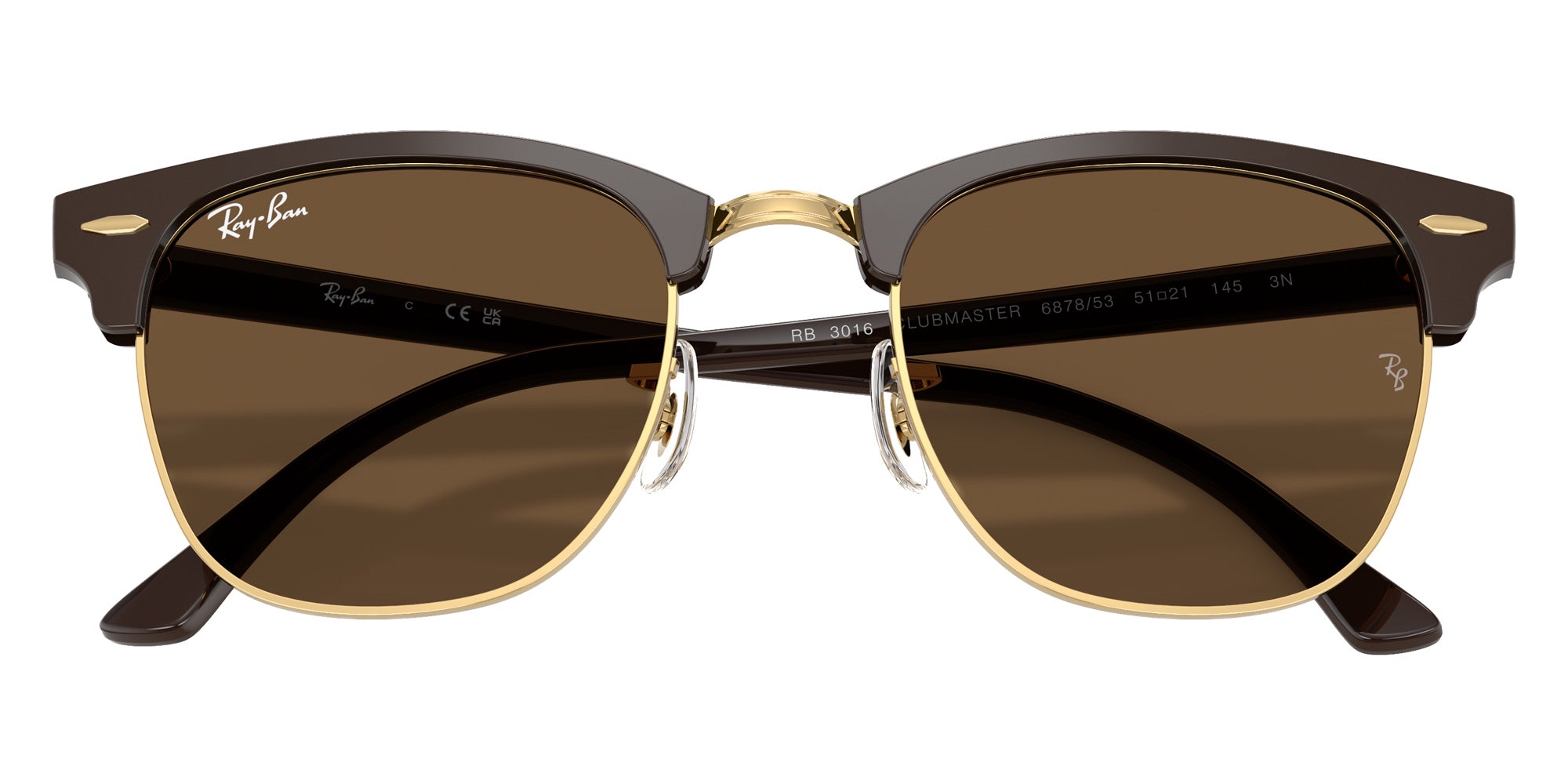 Ray-Ban RB3016 Clubmaster Classic 687853 51 - Brown & Gold #id:rb3016687853_s:102125