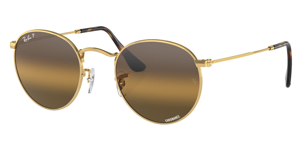 Ray-Ban RB3447 Round Metal Chromance 001/G5 50 - Arista Gold / Silver/Brown Mirrored Polarized #id:rb3447001g5_s:100105