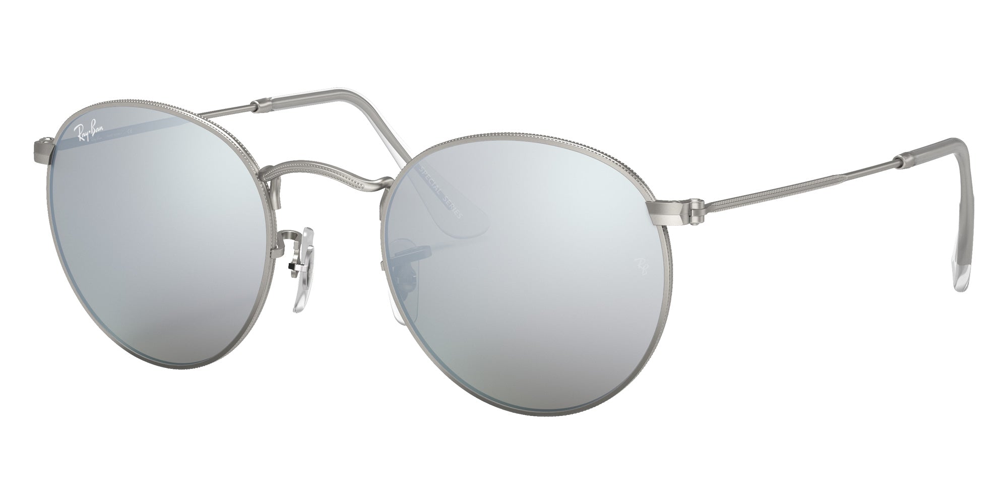 Ray-Ban RB3447 Round Flash Lenses 019/30 50 - Silver #id:rb344701930_s:100105